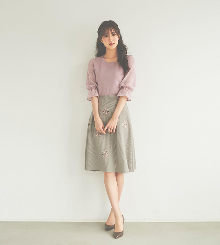 先行受注 千鳥刺繍スカート スカート Laisse Passe レッセパッセ ルック公式ファッションブランド通販サイト Look E Shop