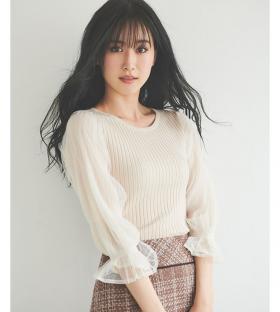 マジョリカプリーツスリーブニットプルオーバー