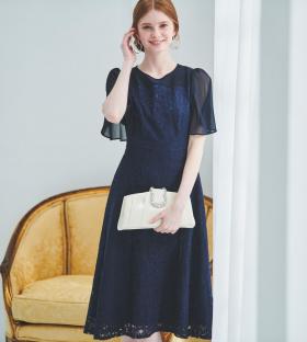 《お呼ばれドレス》フレアースリーブレースドレス(2025年製)