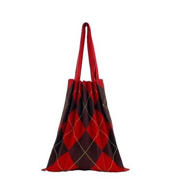 amicom ARGYLE PLEATS KNIT BAG