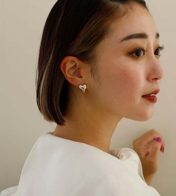 JewCas Bijouガラス ストーン ハートピアス