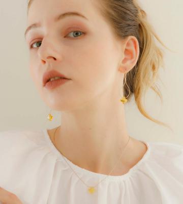 JewCas Colorcloverガラスストーン クロス シンプル ピアス