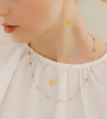 JewCas Colorcloverクローバー ガラスストーン ネックレス