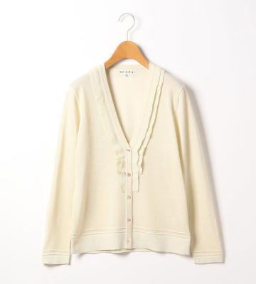 シャインニットフリルカーディガン