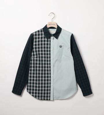 コットンパッチワークシャツブラウス