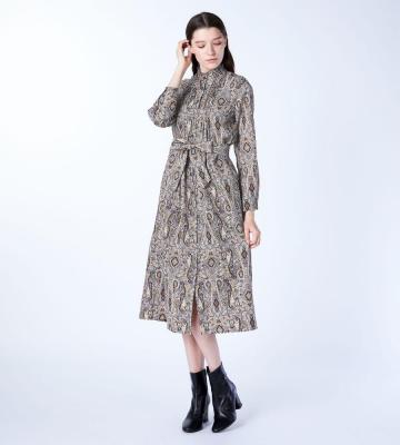 美品 SCAPA ウール100% グレンワンピース グレー 40 ベルト付 美品 SCAPA ウール100% グレンワンピース グレー 40 ベルト付