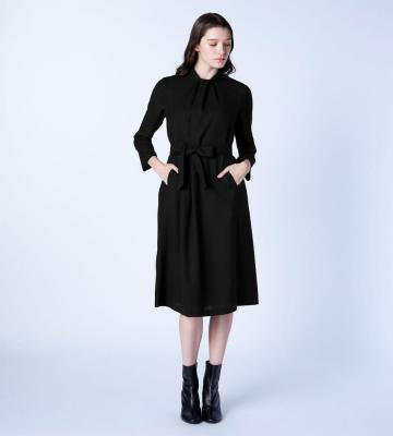 美品 SCAPA ウール100% グレンワンピース グレー 40 ベルト付 マーチンソンウールワンピース （ドレス）｜SCAPA Lサイズ