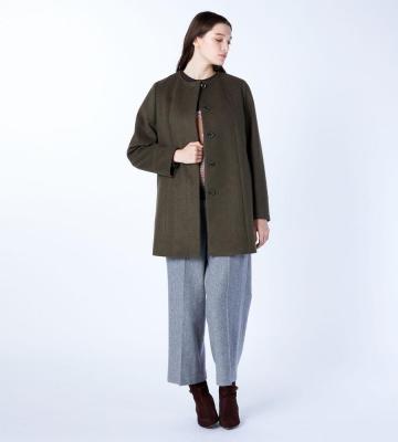 ウールビーバーノーカラーコート