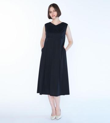 SCAPA スキャパ スタンドカラー フレアスカートスーツ 38サイズ 濃紺 アウトレット】紺無地調 タックフレアスカート セットアップ着用