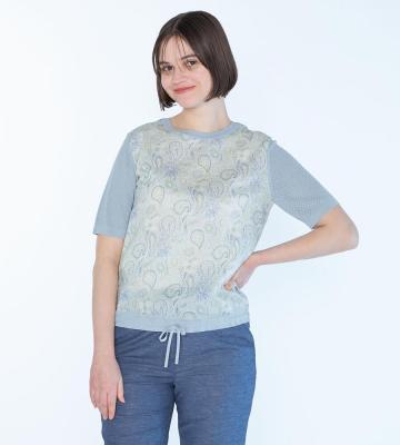 【未着用】スキャパ SCAPA コットン半袖ニット＆カーデガン（40）手洗い可