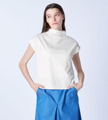 コットンリネンハイネックカットソー