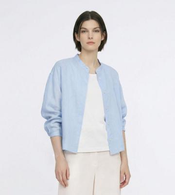 【返品交換送料無料/先行受注】リノシャンブレースタンドカラーブラウス＜4月中旬お届け予定＞