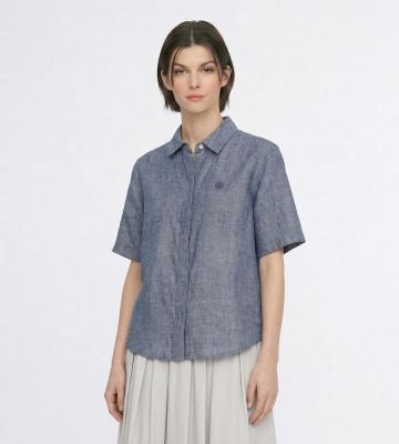 【返品交換送料無料対象/先行受注】リノシャンブレー２半袖ブラウス＜5月下旬お届け予定＞