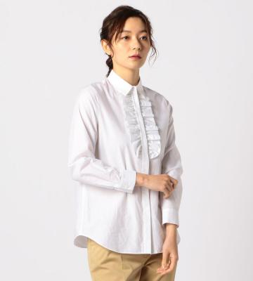 コードボーダーフリルブラウス