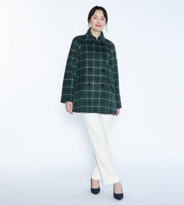【Lサイズ】ウールチェックコート