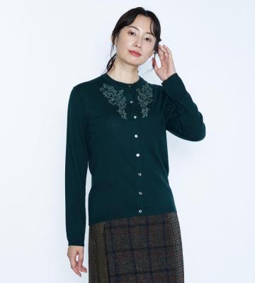 【Lサイズ】エンブロイダリーニットカーディガン