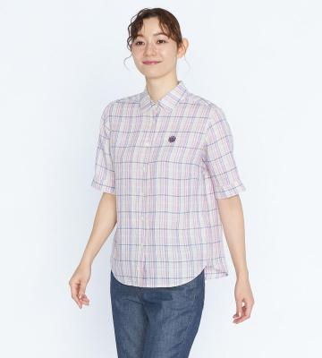 【Lサイズ】リネンチェックブラウスシャツブラウス