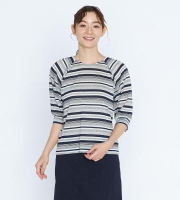 【Lサイズ】トリニティボーダーラグランカットソー