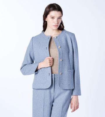 ブレインツイードノーカラージャケット