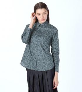 サラサリーフプリントシャツカラーブラウス