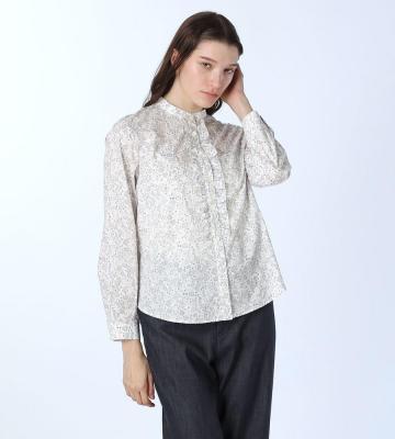 サラサリーフプリントフリルブラウス