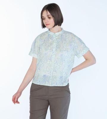 Liberty Printウェーブスタンド衿ブラウス