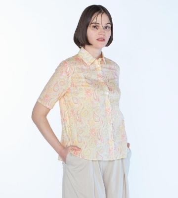 Liberty Printウェーブシャツ衿ブラウス