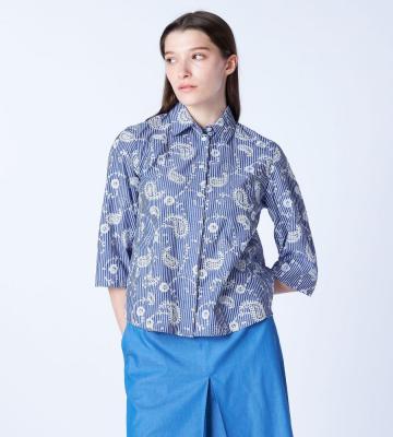 エンブロペーズリーストライプブラウス