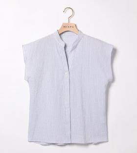 サッカーストライプフレンチスリーブブラウス