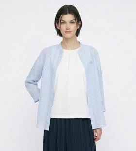 リノストライプスタンドカラーブラウス