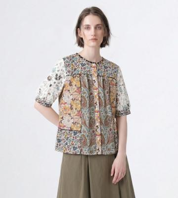 【返品交換送料無料対象/先行受注】Liberty Printパッチワークブラウス＜6月初旬お届け予定＞