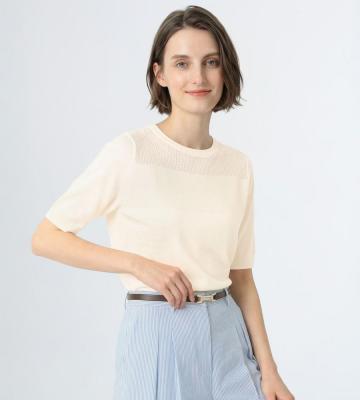 【返品交換送料無料/先行受注】ハイゲージリノ半袖ニット＜4月中旬お届け予定＞