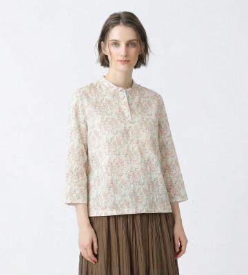 【返品交換送料無料/先行受注】Liberty Print ギルドジャージ衿付きカットソー＜4月中旬お届け予定＞