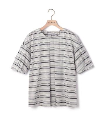 ラメボーダーパフスリーフカットソー