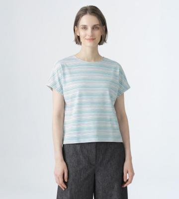 【返品交換送料無料対象/先行受注】ラメボーダーフレンチリーフカットソー＜4月下旬お届け予定＞