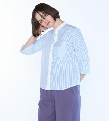 スキャパスポーツパッチワークスタンド衿ブラウス