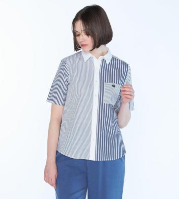 スキャパスポーツパッチワーク２シャツ衿ブラウス