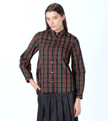 コットンチェックブラウス