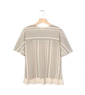 チュールプリントカレンボーダー 半袖カットソー