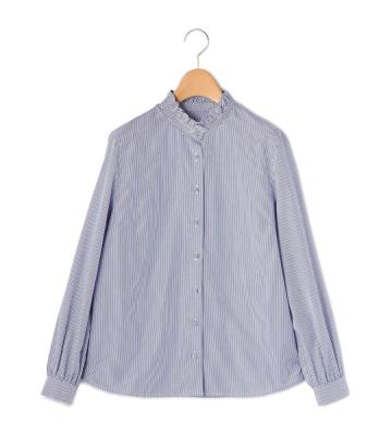 ロンドンストライプスタンドカラーブラウス