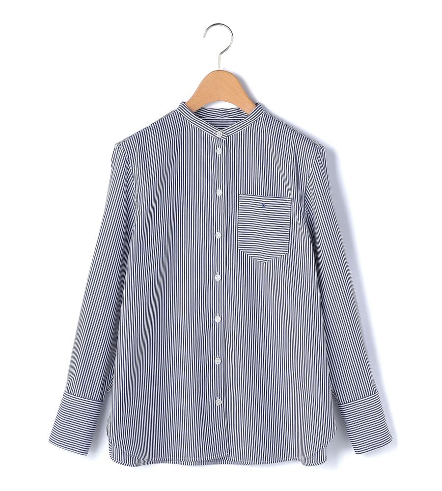 ロンドンストライプスタンドカラーブラウス