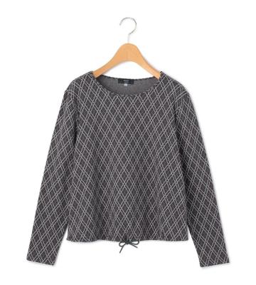 ダイヤパターンカットソー丸首