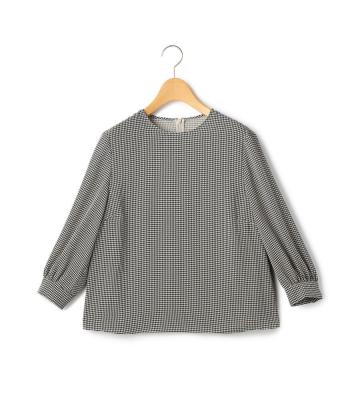 ハウンドトゥースプリントブラウス