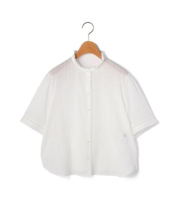 コードストライプハーフスリーブブラウス