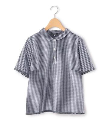 【返品交換送料無料/先行受注】ギンガムジャージーカットソーポロ＜4月中旬お届け予定＞