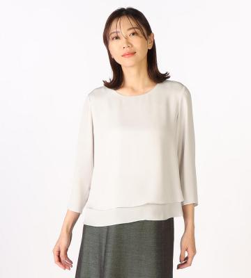 【Lサイズ】ドレープサテンブラウス