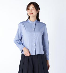 【Lサイズ】ピンオックススタンドカラーブラウス