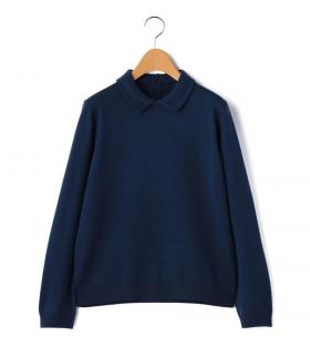 【Lサイズ】ウールブレンド襟付きニット