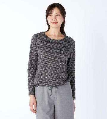 【Lサイズ】ダイヤパターンカットソー丸首
