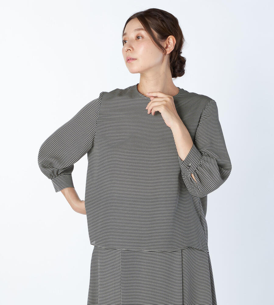 【Lサイズ】ハウンドトゥースプリントブラウス